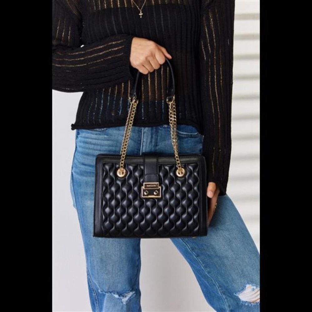 David Jones Quilted PU Leather Handbag